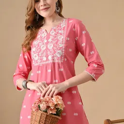 Women Embroidered Pure Cotton Straight Kurta-image-52