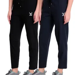 seaprint Pack of 2 Women Printed Black, Blue Track Pants-picture-13