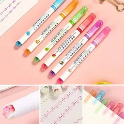 handy trendy Curve Highlighter Linear Roller Color Pens Highlighters with 6 Different pens image 2