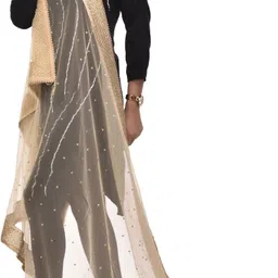 invent fashion Net Embroidered Gold Women Dupatta image 3