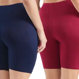 jasora Pack of 2 Solid Women Multicolor Cycling Shorts image 2