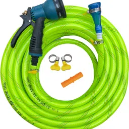 mashki 10 Meter (32.5 Feet) 3 Layered Braided Pipe With 8 Pattern Water Spary Gun For Gardening, Car washing, Home Use, Pet Wash Etc Hose Pipe-picture-23