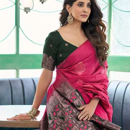 siril Woven, Embellished, Self Design Banarasi Silk Blend, Jacquard Saree-picture-28