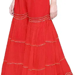 fheo Pack of 2 Women Regular Fit Red, Orange Viscose Rayon Trousers image 4