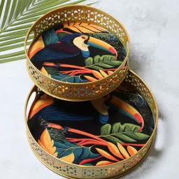 amaya decors Blue Elephant Print Jars WIth basket Set of 2-picture-43