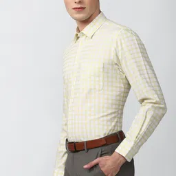 peter england Men Slim Fit Checkered Spread Collar Formal Shirt image 4