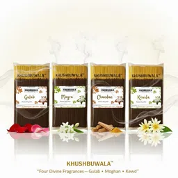 khushbuwala PREMIUM 4 IN 1 NATURAL FRAGRANCE AGARBATTI INCENSE STICKS MOgra Magic, Pure Chandan, Real Gulab, Lavender bliss-picture-11