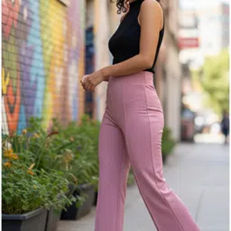 blacktail Women Regular Fit Pink Polyester Trousers image 4