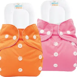 mom's pride Reusable Solid Pocket Cloth Diapers With Inserts Pack of 2 (Multicolor)-picture-12
