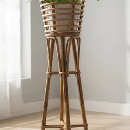 abc Cane Bamboo Rattan Planter Stand for Home Indoor, Outdoor, Living Room,Garden Plant Container Set image 2