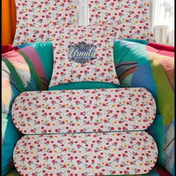 urmila creation 2 Bolster 3 Cushion Microfibre Floral Bolster Pack of 5-picture-15