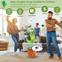 kitty flex Dancing Cactus Toy for Baby Funny Cactus Talking Toy for Baby (Green) image 3
