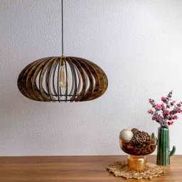 think artly Paola Brown Wooden Hanging Light image 2