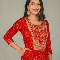 jaffry textiles Women Embroidered Viscose Rayon Straight Kurta image 4