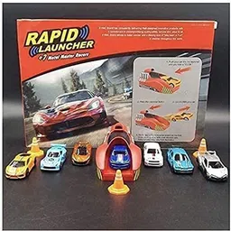 pepstter Rapid Launcher Play Set with 7 Die Cast Cars & 3 Stoppers | Racing Toy for Kids image 3