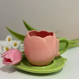 karigars tale Pack of 1 Ceramic Tulip Coffee Mug-picture-22