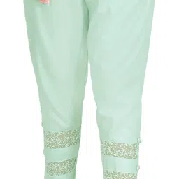 flickcollection Women Slim Fit Light Green Viscose Rayon Trousers image 2