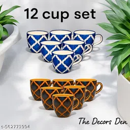 thedecorsden Pack of 12 Ceramic All New 2 Design Cups-picture-23