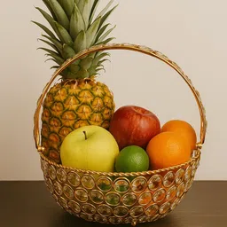 gma Crystal 06 Glass, Gold Plated, Iron Fruit & Vegetable Basket-picture-13
