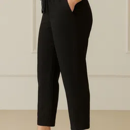 aosly Pack of 2 Women Straight Fit Black, White Cotton Blend Trousers image 2