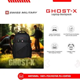 swiss military Medium 30 L Laptop Backpack GHOST X Multi Utility Backpack with Headphone Socket image 3