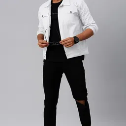 kashian Men Solid Denim Jacket image 4