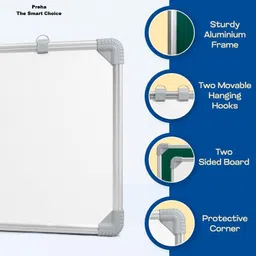 preha the smart choice Non Magnetic Melamine Alloy Steel, Aluminium 1.5X1 Feet Double-Sided White Board & Chalk Board Whiteboards image 4