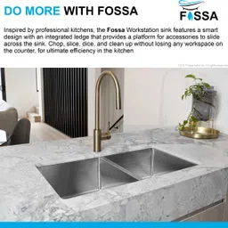 fossa 32"x20"x10" Inch Double Bowl Handmade Kitchen Sink SS- 304 Grade Matte Finish FHS-012B Vessel Sink image 4