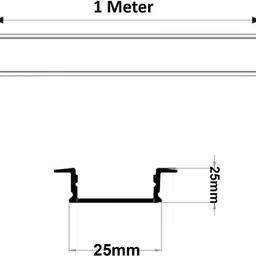 abaj Conciled 1 Meter Profile Channels Without LED Straight Linear (25x25mm) 0 W 1.5 cm Tube Light image 2