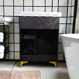 bobbyexport Gold premium 24 inch freestanding Vanity with washbasin premium design three draws Table Top Basin image 4