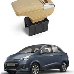 prtek Stylish Car Armrest with Glass Holder & Ash Tray Beige & Chrome for all Cars (Universal) C99 Car Armrest image 1