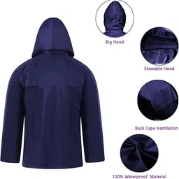4v1 Champion Premium Waterproof Raincoat for Men & Women | Lightweight, Breathable & Durable | Hooded Rain Jacket with Storage Pouch | All-Weather Protection image 4