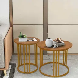 myoon Golden Elegance Metal Side Table in Gold Finish image 1