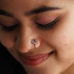 House of Aadyaa Sterling Silver Oxidised Stud Nosepin-picture-24