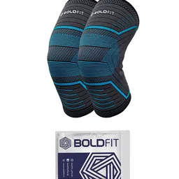 BOLDFIT  Blue & Black Self Design Knee Support Cap image 2