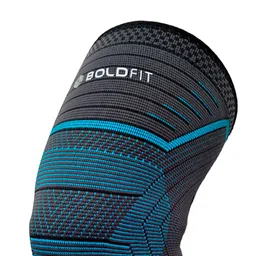BOLDFIT  Blue & Black Self Design Knee Support Cap image 4