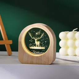 shopogenix Deer Model Crystal Ball with Wooden Frame,USB Powered Paperweight Crystal Ball Decorative Showpiece-8.5 cm-picture-21