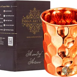 indianartvilla Copper Daimond Hammered Glass Glass Set Water/Juice Glass-picture-25