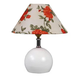 Multicolor Fabric Shade Table Lamp With White Base By Foziq image 4
