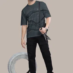 bullmer Pack of 2 Men Printed Round Neck Cotton Blend Multicolor T-Shirt image 5