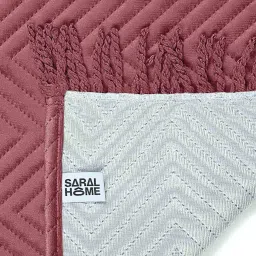 saral home Peach Zig-Zag Velvet 3 Seater Sofa Cover (Pack of 6) image 3