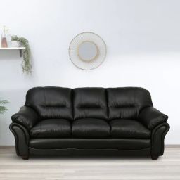 casacraft from pepperfry Adalia Leatherette 3 Seater Sofa In Black Colour-picture-36