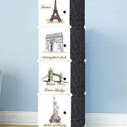 krishyam ® 4 Cube Portable Closet Wardrobe Storage Organizer Cabinet for Books,Cloth,Toys PP Collapsible Wardrobe image 2