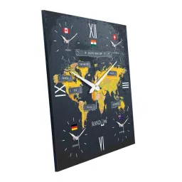 random Time Zone Multicolour Metal Wall Clock image 4