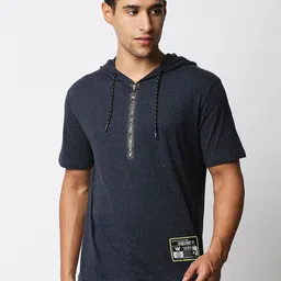 WAIMEA Men Navy Blue & White Applique T-shirt-picture-24