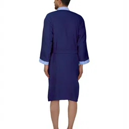 RANGOLI Navy Blue 420 GSM Pure Cotton Bathrobe With Matching Slippers image 2