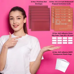 aanyacentric 5.8x8.3inch Will You be My Bridesmaid Invites with Envelopes Invitation Card image 2