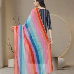 jayu Georgette Striped Multicolor Women Dupatta image 3