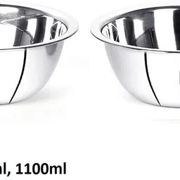 vinod Steel Mixing Bowl Mixing/Serving Donga Stainless Steel Bowl Set (800ml, 1100ml) image 3