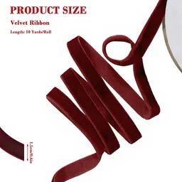 hasthip Red Velvet Ribbon 10 Yards Craft Red Velvet Ribbon image 2